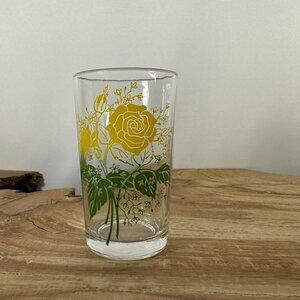 Vintage 1970's - Yellow Rose - Juice/Water Glass - Vibrant Color
